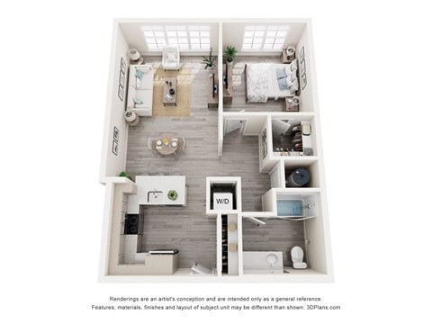 Floor plan for 1 bed, 1 bath, 780 sqft